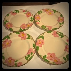 Set of 4 franciscan desert rose lunch plates